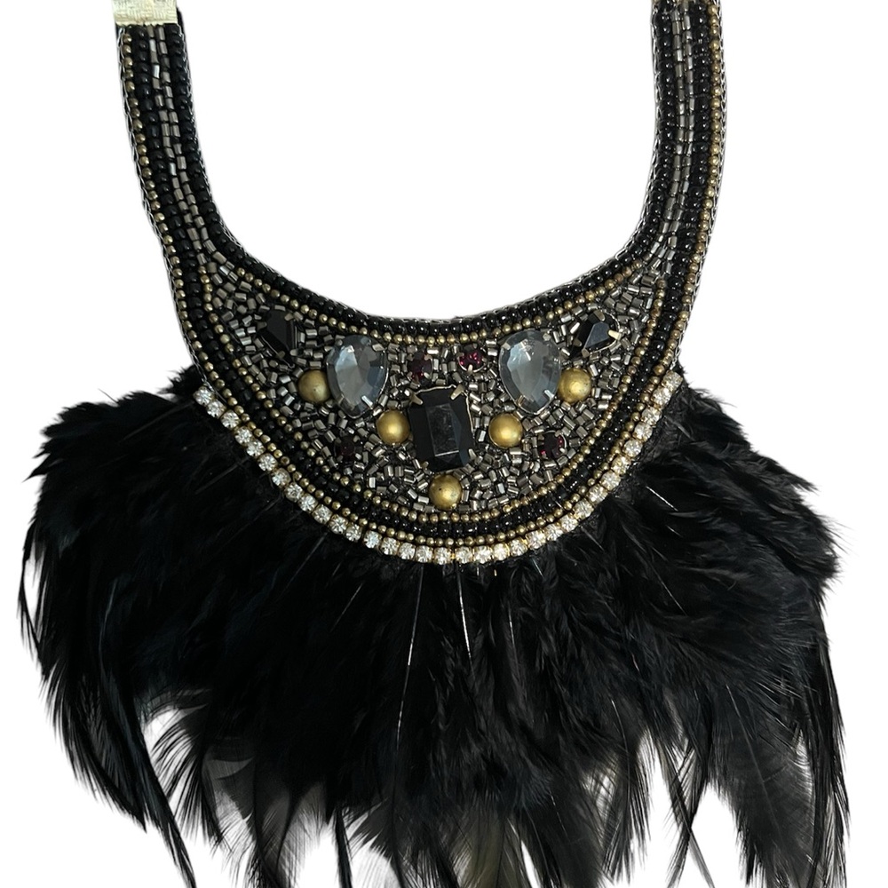 Statement Black Feather Necklace